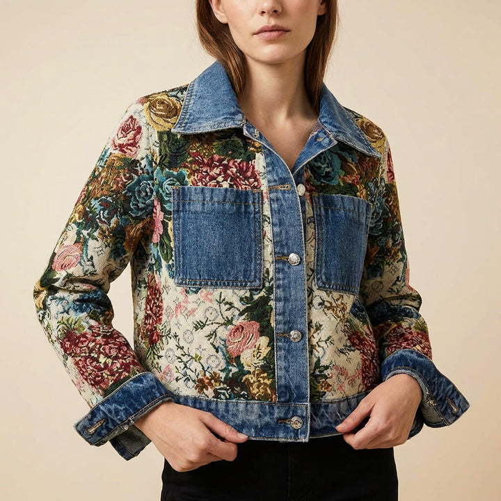 Camellia Floral Denim Jacket