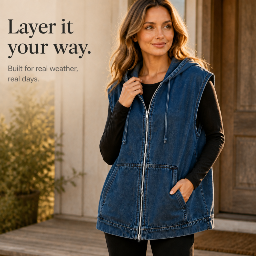 Hudson & Parker - Oversized Hooded Denim-Look Vest