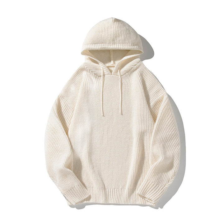 Unisex Chunky Knit Oversized Hooded Sweater with Ribbed Cuffs and Drawstring Hudson & Parker