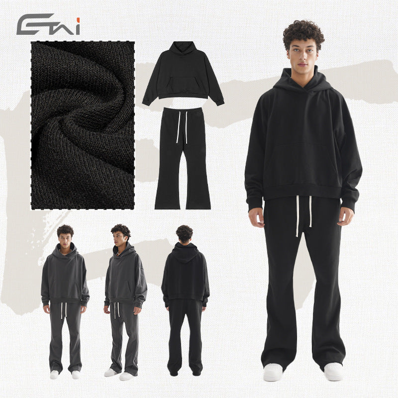 Women's Cropped Hoodie and Flared Sweatpants Lounge Set made of French Terry Hudson & Parker