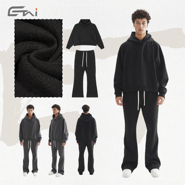 Women's Cropped Hoodie and Flared Sweatpants Lounge Set made of French Terry Hudson & Parker