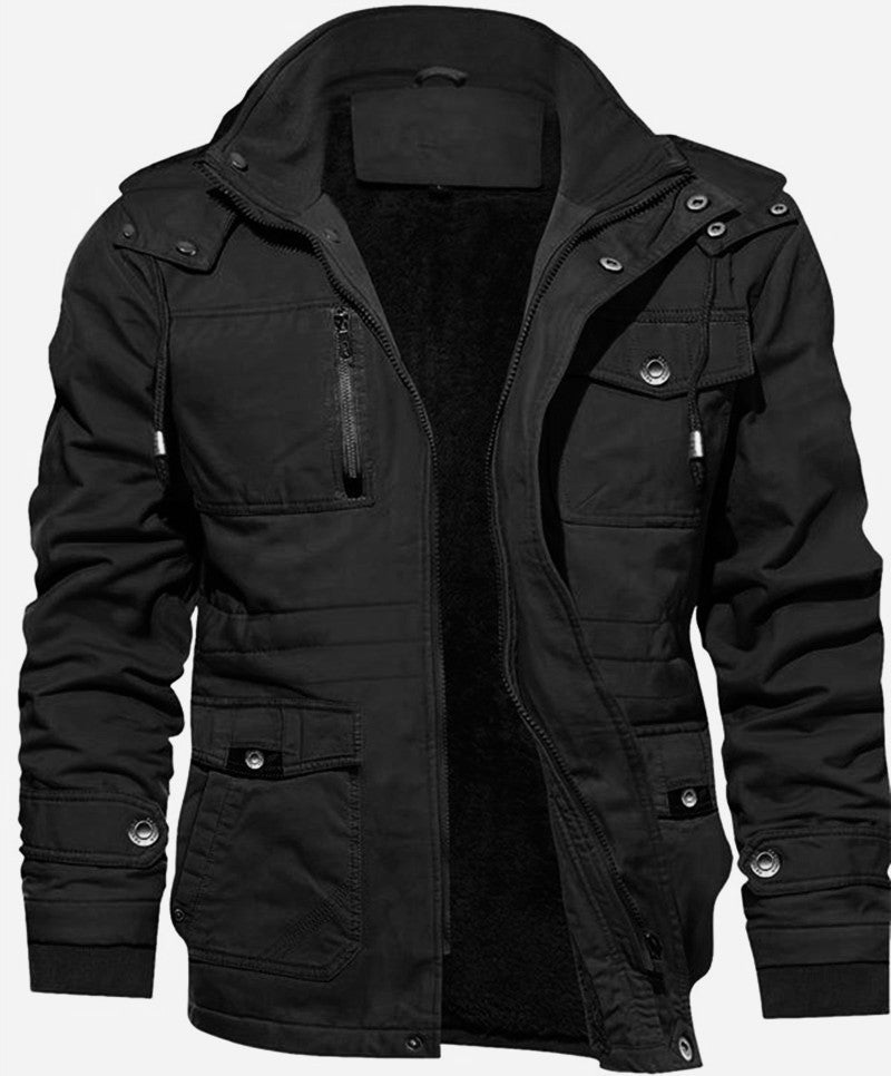 Men's thermal field jacket with teddy lining, hood, and multiple pockets Hudson & Parker