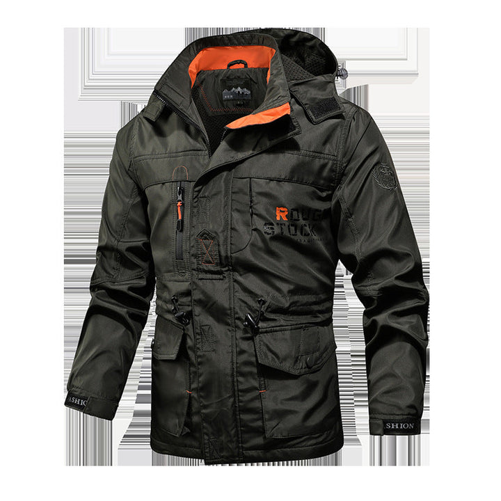Men's Waterproof Functional Parka with Hood, Multiple Pockets and Checked Lining Hudson & Parker