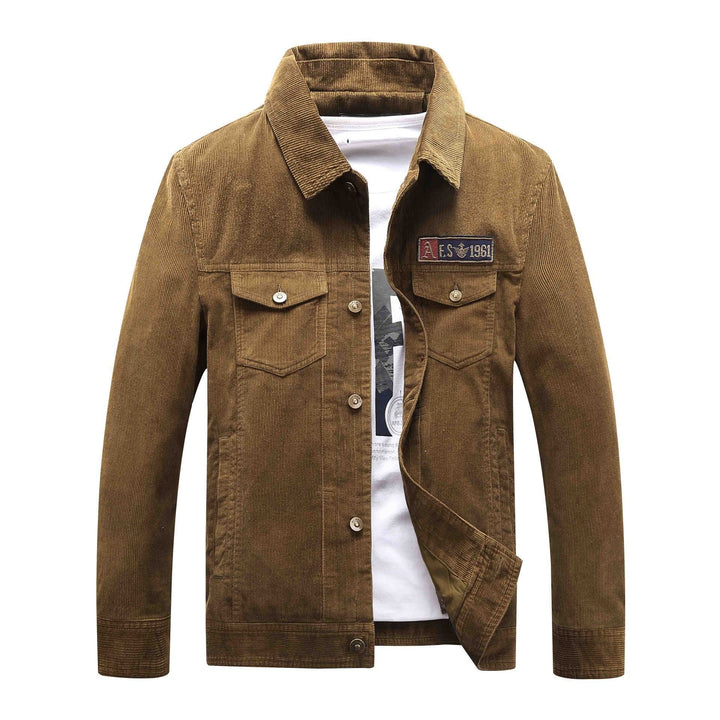 Men's trucker cord jacket with teddy lining and patch chest pockets Hudson & Parker