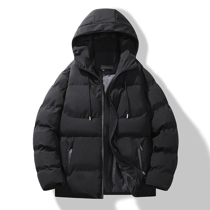 Men's Padded Quilted Hooded Jacket with Thermal Filling and Windproof Outer Shell Hudson & Parker