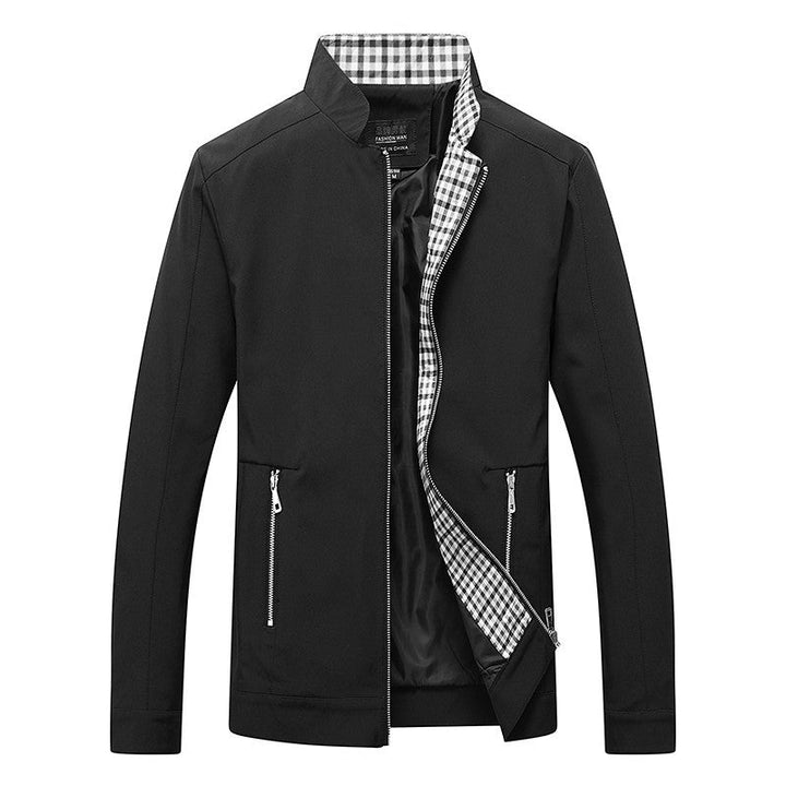 Men's Lightweight Leisure Jacket with Stand-up Collar, Zipper Pockets and Checked Lining Hudson & Parker