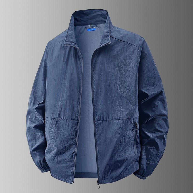 Men's ultralight windproof transitional jacket with stand-up collar and compact pack function Hudson & Parker