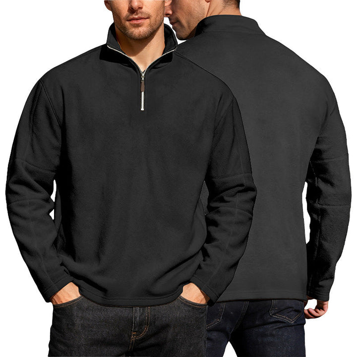 Men's lightweight microfleece performance pullover with short zipper raglan sleeves and shaping seams Hudson & Parker
