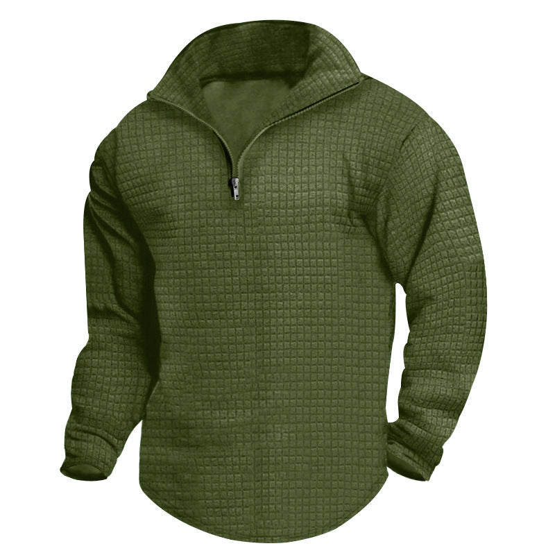 Men's padded thermal half-zip with waffle texture, brushed lining, and rounded hem Hudson & Parker