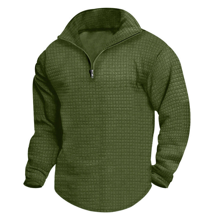 Men's padded thermal half-zip with waffle texture, brushed lining, and rounded hem Hudson & Parker