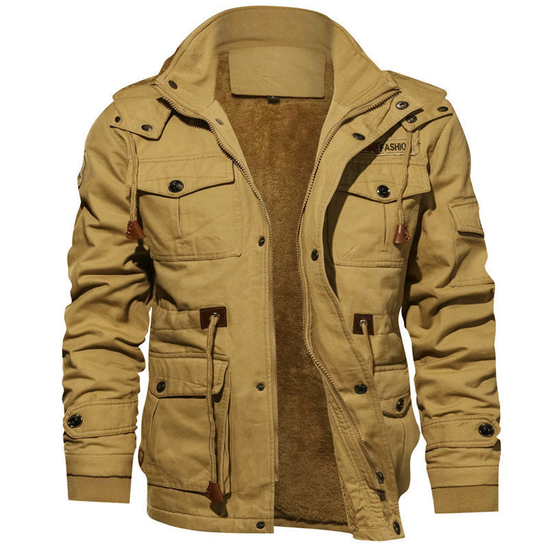 Men's padded field jacket made of canvas with hood and multiple pockets Hudson & Parker