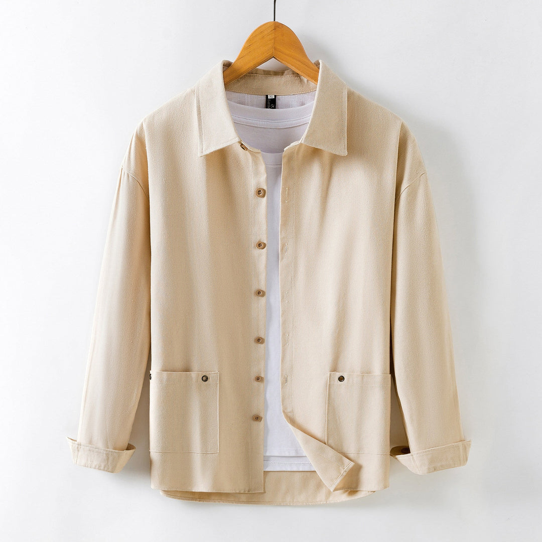 Men's Lightweight Overshirt-Jacket made of Linen Blend with Patch Pockets Hudson & Parker