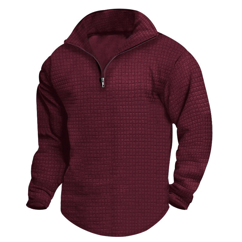 Men's padded thermal half-zip with waffle texture, brushed lining, and rounded hem Hudson & Parker