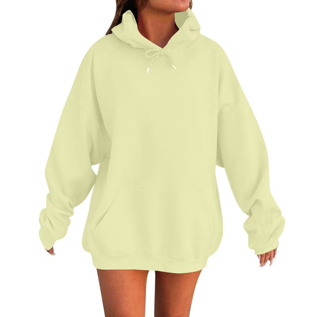 Women’s oversized hoodie dress with kangaroo pocket, extended silhouette and soft French terry Hudson & Parker Fashion