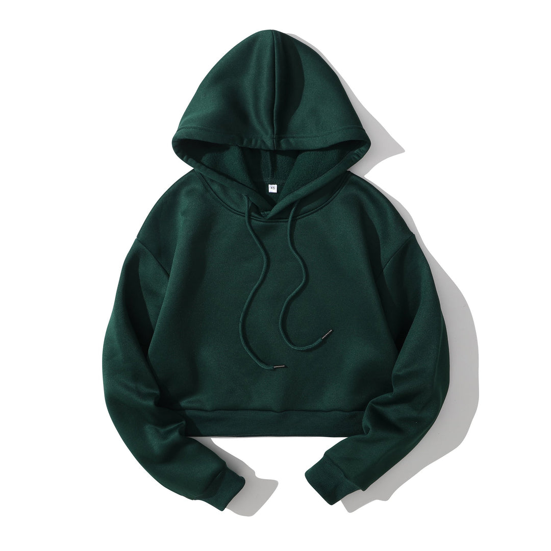 Women's cropped hoodie with soft fleece interior and elastic ribbed hem Hudson & Parker