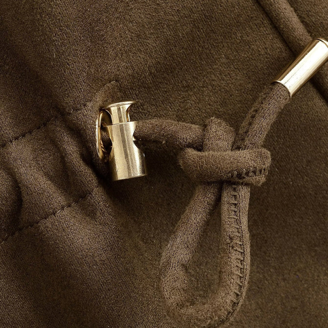 Women Short Hoodie Jacket in Parka Look with Drawstring Waist and Flap Pockets Hudson & Parker