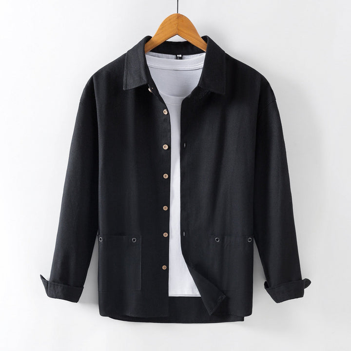Men's Lightweight Overshirt-Jacket made of Linen Blend with Patch Pockets Hudson & Parker
