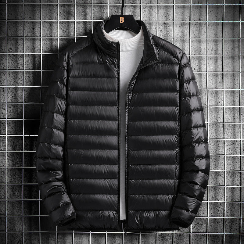 Men's Lightweight Quilted Insulated Padded Jacket with Stand-Up Collar and Pack Function Hudson & Parker