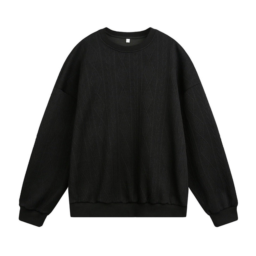 Unisex Oversize Cable Knit Sweatshirt with Fine Braided Pattern Structure Hudson & Parker