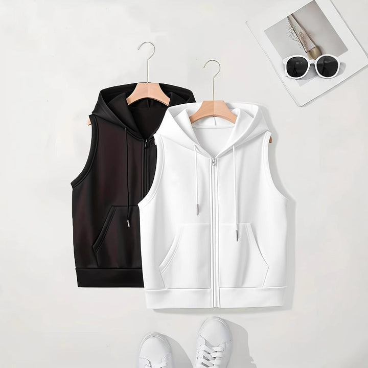 Ladies sporty hooded vest with zipper and practical pockets Hudson & Parker
