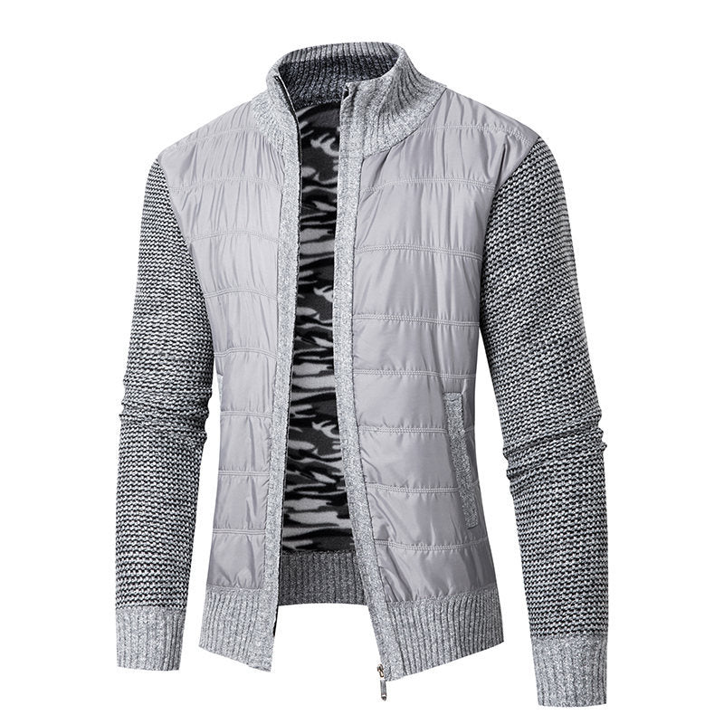 Men's hybrid cardigan with quilted front and stand-up collar Hudson & Parker