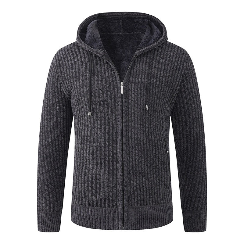 Men's Hoodie Cardigan with Teddy Lining and Full Zip Hudson & Parker