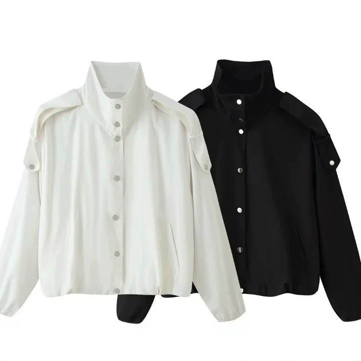 Women’s short-cut boxy blouson with high stand-up collar and dropped shoulders Hudson & Parker