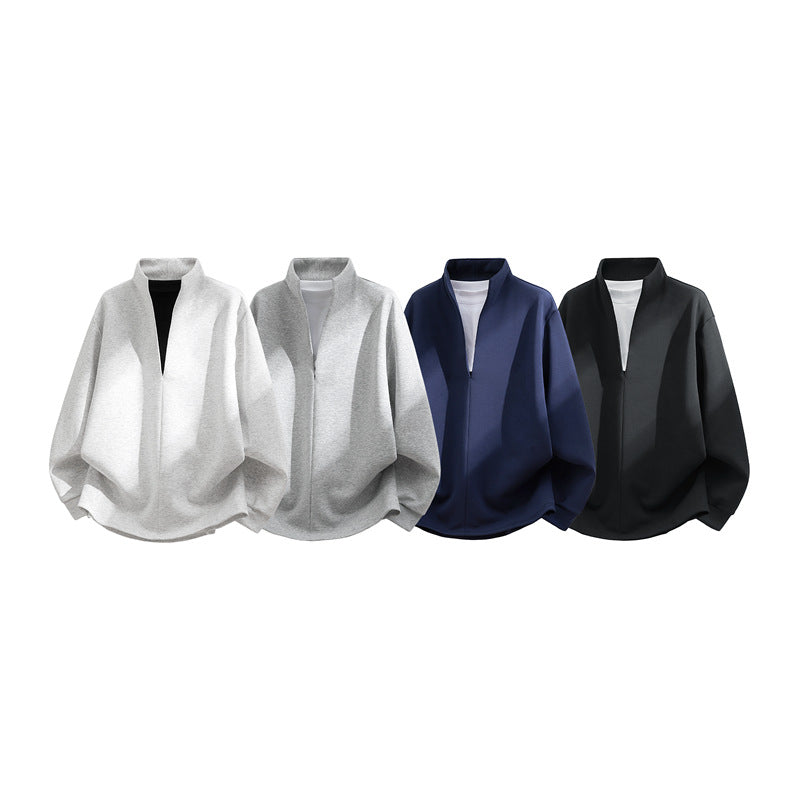 Unisex Oversize Sweatshirt with standing collar, half opening and rounded hem Hudson & Parker