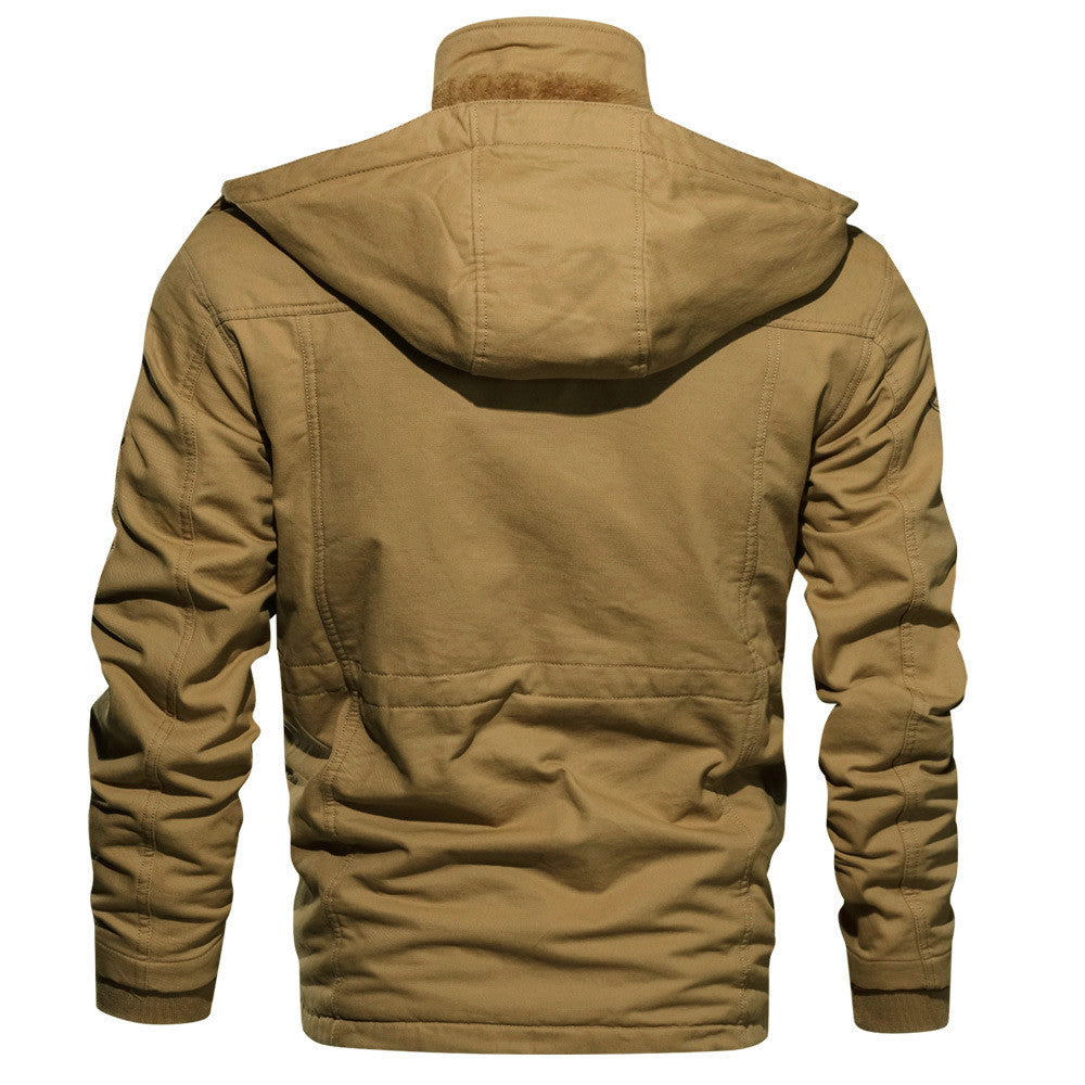 Men's padded field jacket made of canvas with hood and multiple pockets Hudson & Parker