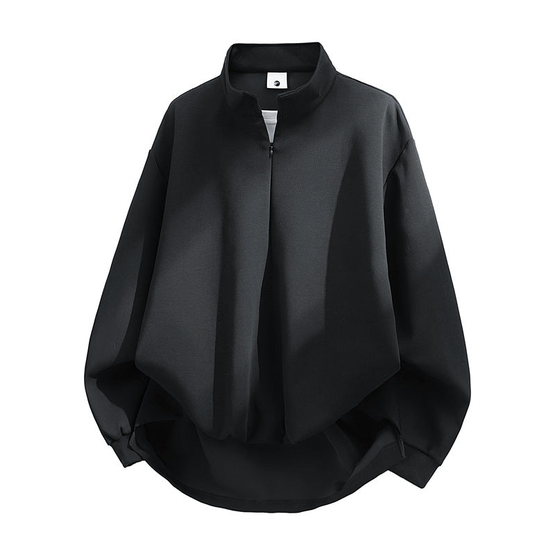 Unisex Oversized Sweatshirt with High Collar, Half Zipper and Balloon Shaped Hem Hudson & Parker
