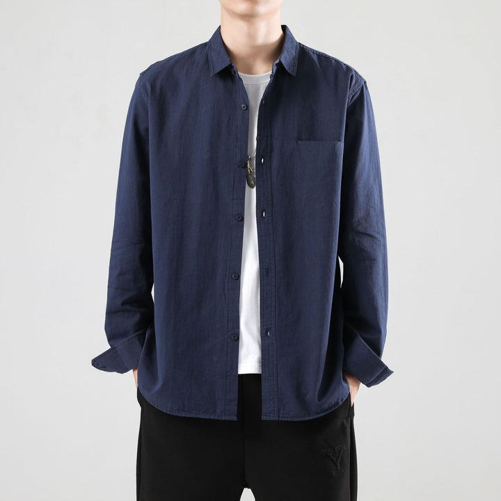 Men's Loose Overshirt with Chest Pocket and Light Texture Hudson & Parker