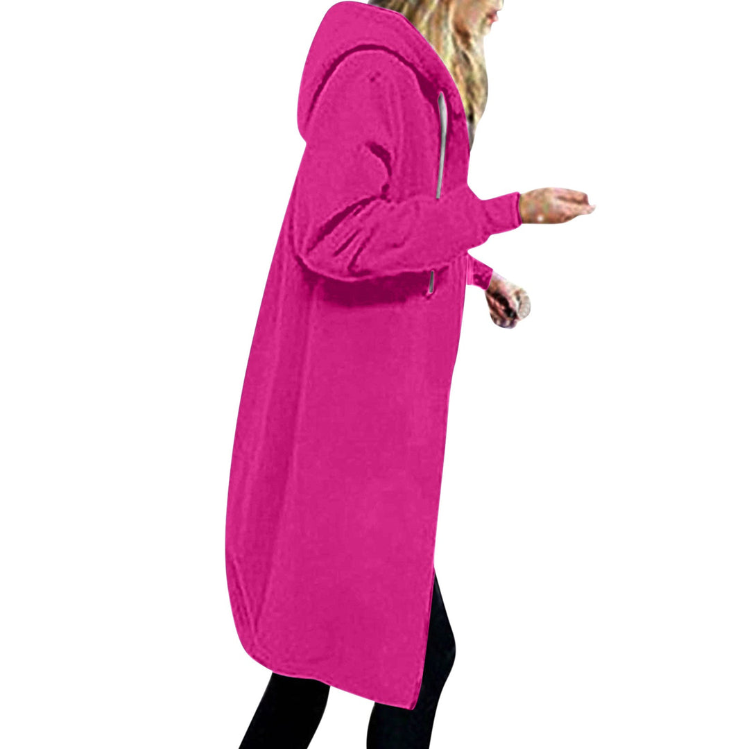 Women's longer oversized hoodie coat with rounded hem and zip pockets Hudson & Parker