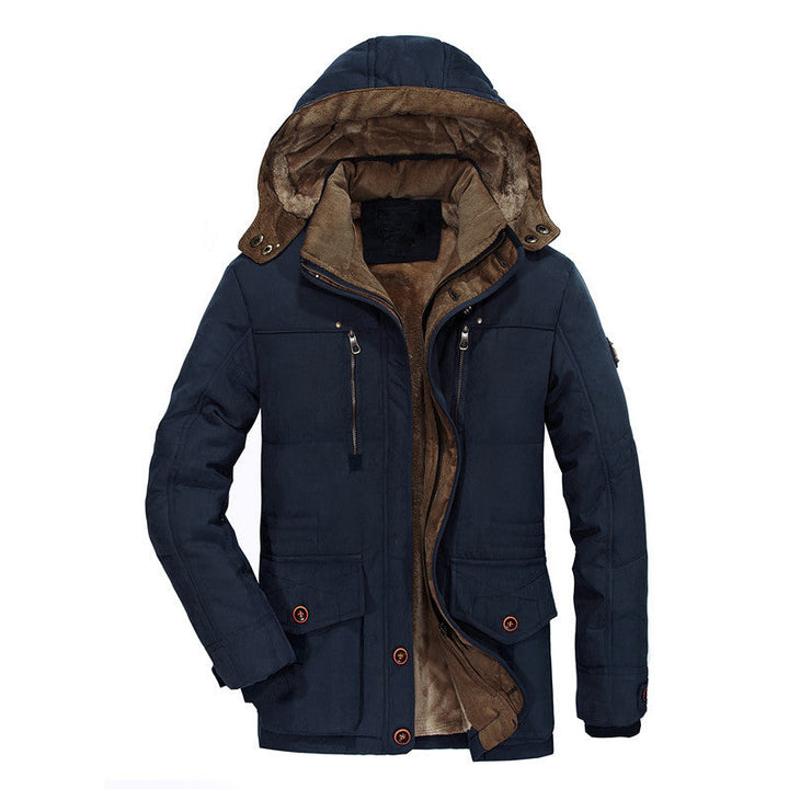 Men's Quilted Canvas Parka with Padded Insulation, Teddy Fleece Lining and Vertical Zipper Pockets Hudson & Parker