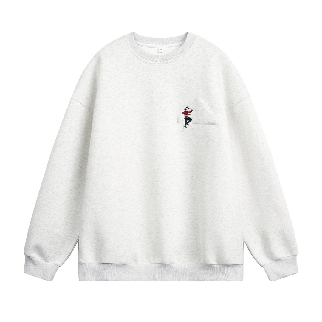 Unisex Oversize Sweatshirt with applied breast pocket and climber embroidery Hudson & Parker