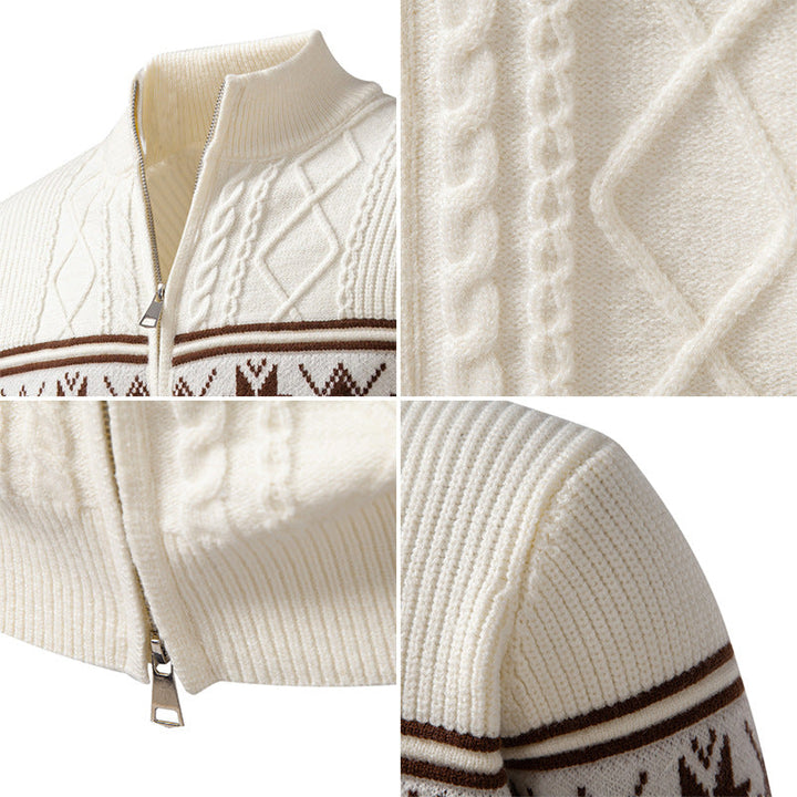 Men's Norwegian pattern cardigan with stand-up collar and zipper Hudson & Parker