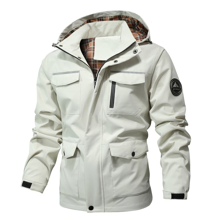 Men's Waterproof Functional Parka with Hood, Multiple Pockets and Checked Lining Hudson & Parker