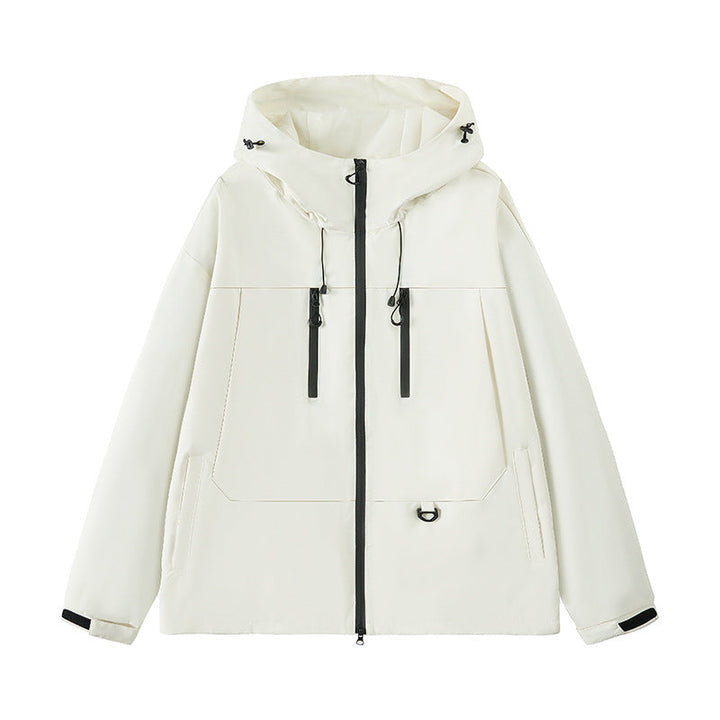Men's technical water-repellent hooded transition jacket with taped zippers & utility pockets Hudson & Parker