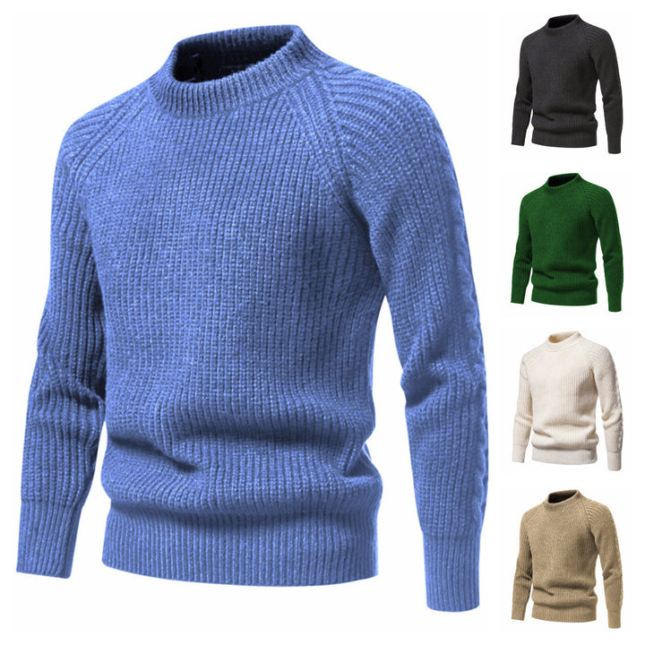 Men's coarse structure mock neck pullover with reinforced ribbed hem and raglan sleeves Hudson & Parker