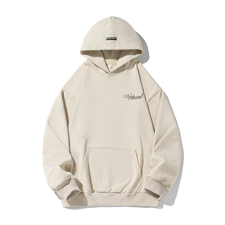 Unisex Comfort Hoodie with Extended Back, Raglan Sleeves and Script Embroidery Hudson & Parker