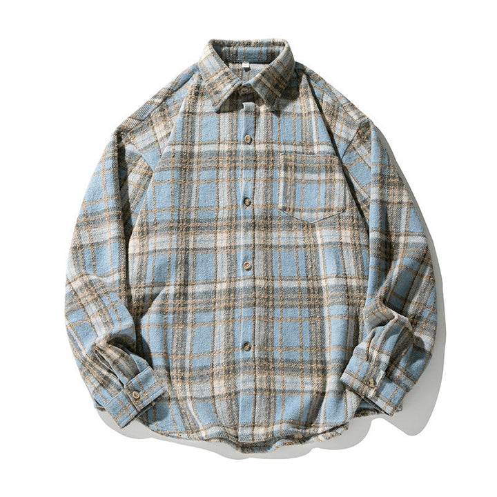 Unisex overshirt in fleece check pattern with boxy cut and patch chest pocket Hudson & Parker