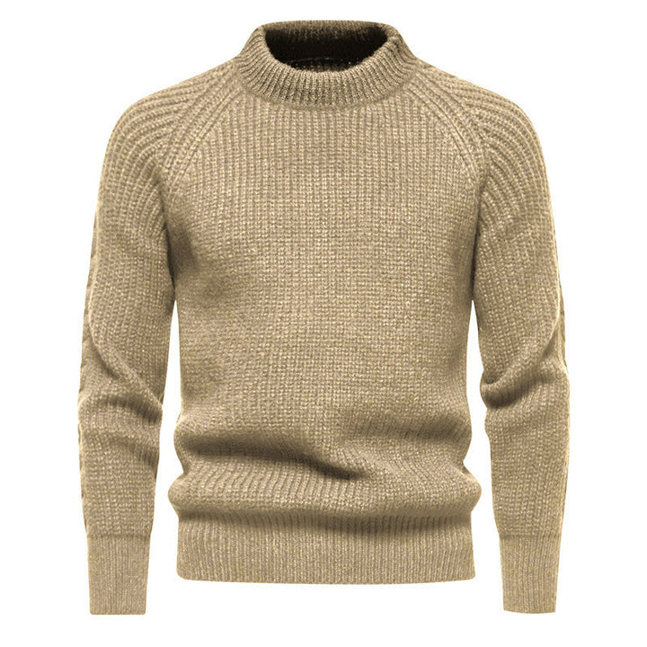 Men's coarse structure mock neck pullover with reinforced ribbed hem and raglan sleeves Hudson & Parker