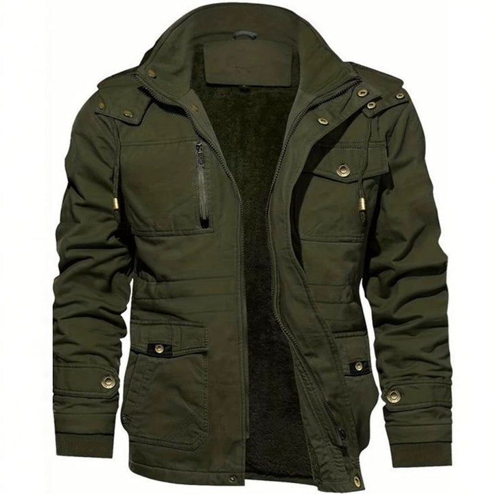 Men's thermal field jacket with teddy lining, hood, and multiple pockets Hudson & Parker