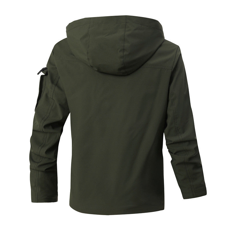 Men's Waterproof Utility Jacket with Hood and Multiple Pockets Hudson & Parker