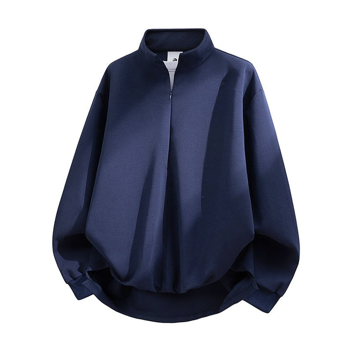 Unisex Oversized Sweatshirt with High Collar, Half Zipper and Balloon Shaped Hem Hudson & Parker