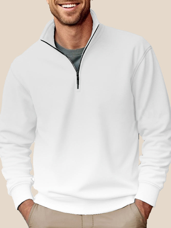 Men's half-zip sweatshirt with stand-up collar and soft fleece interior lining Hudson & Parker