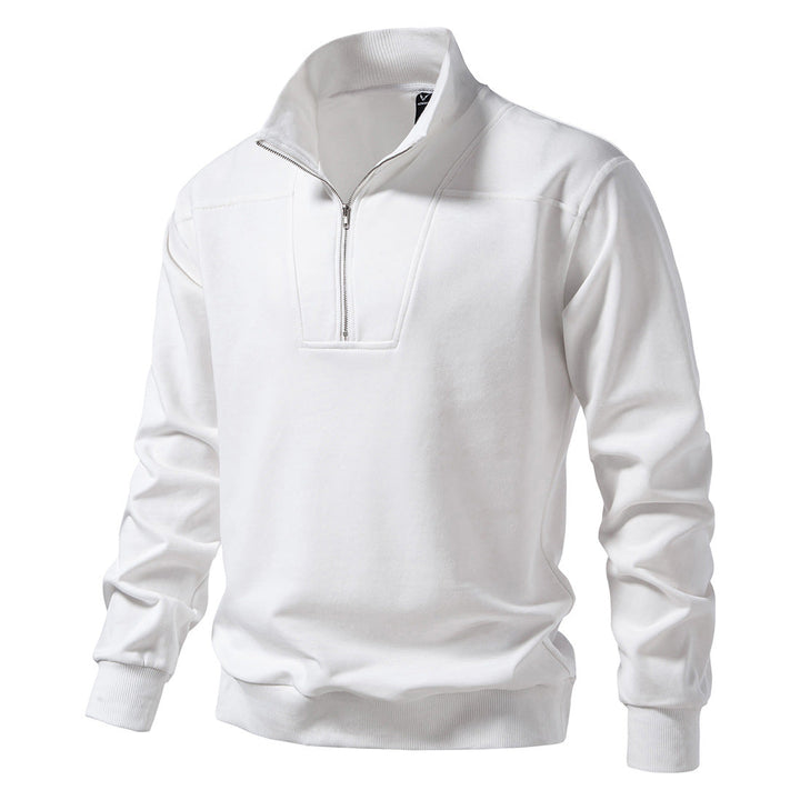 Men's Half-Zip Sweatshirt with Stand Collar and Ribbed Cuffs Hudson & Parker