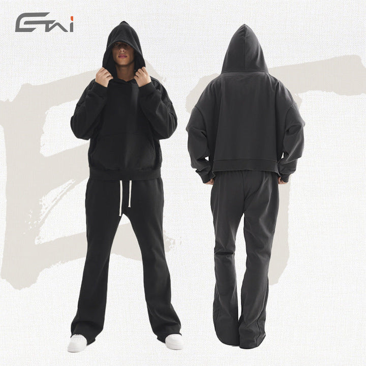 Women's Cropped Hoodie and Flared Sweatpants Lounge Set made of French Terry Hudson & Parker