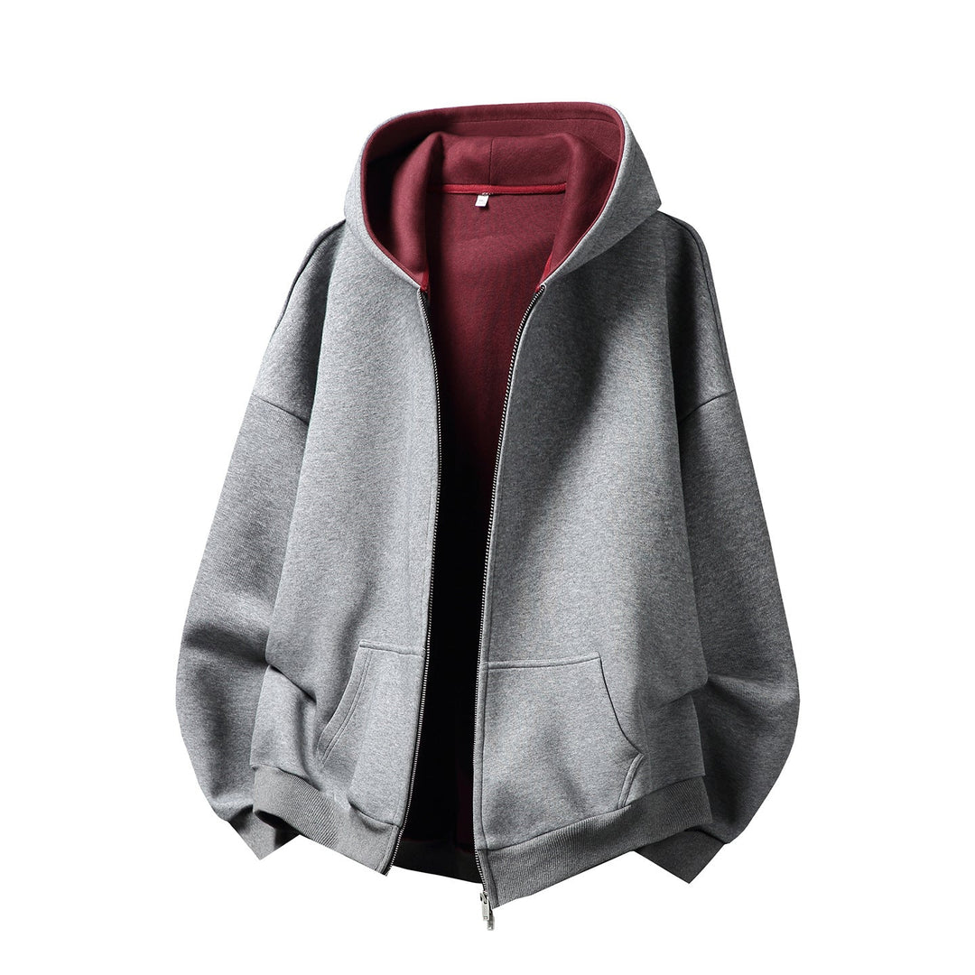 Unisex Oversized Zip Jacket in Boxy Cut with Double-Layer Hood and Kangaroo Pocket Hudson & Parker