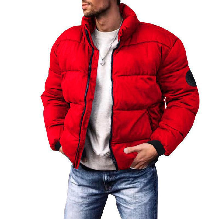 Men's Short Thermal Quilted Jacket with Body Panels, High Stand-up Collar and Elastic Cuffs Hudson & Parker