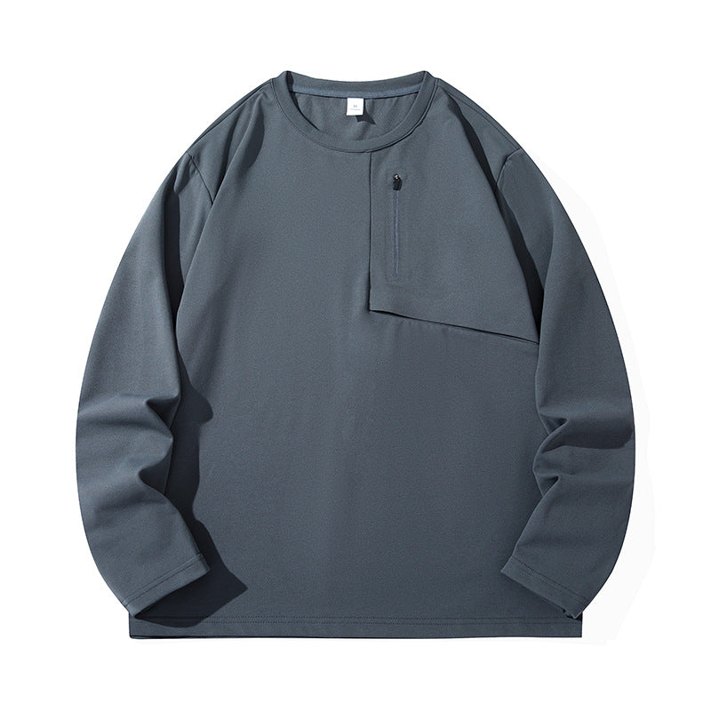Unisex Oversize Long Sleeve Sweatshirt with Chest Zipper Pocket and Crew Neck Hudson & Parker
